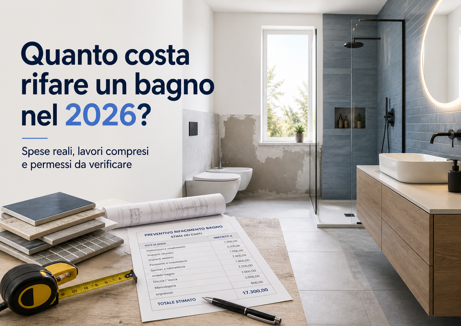 Un bagno e un elenco prezzi
